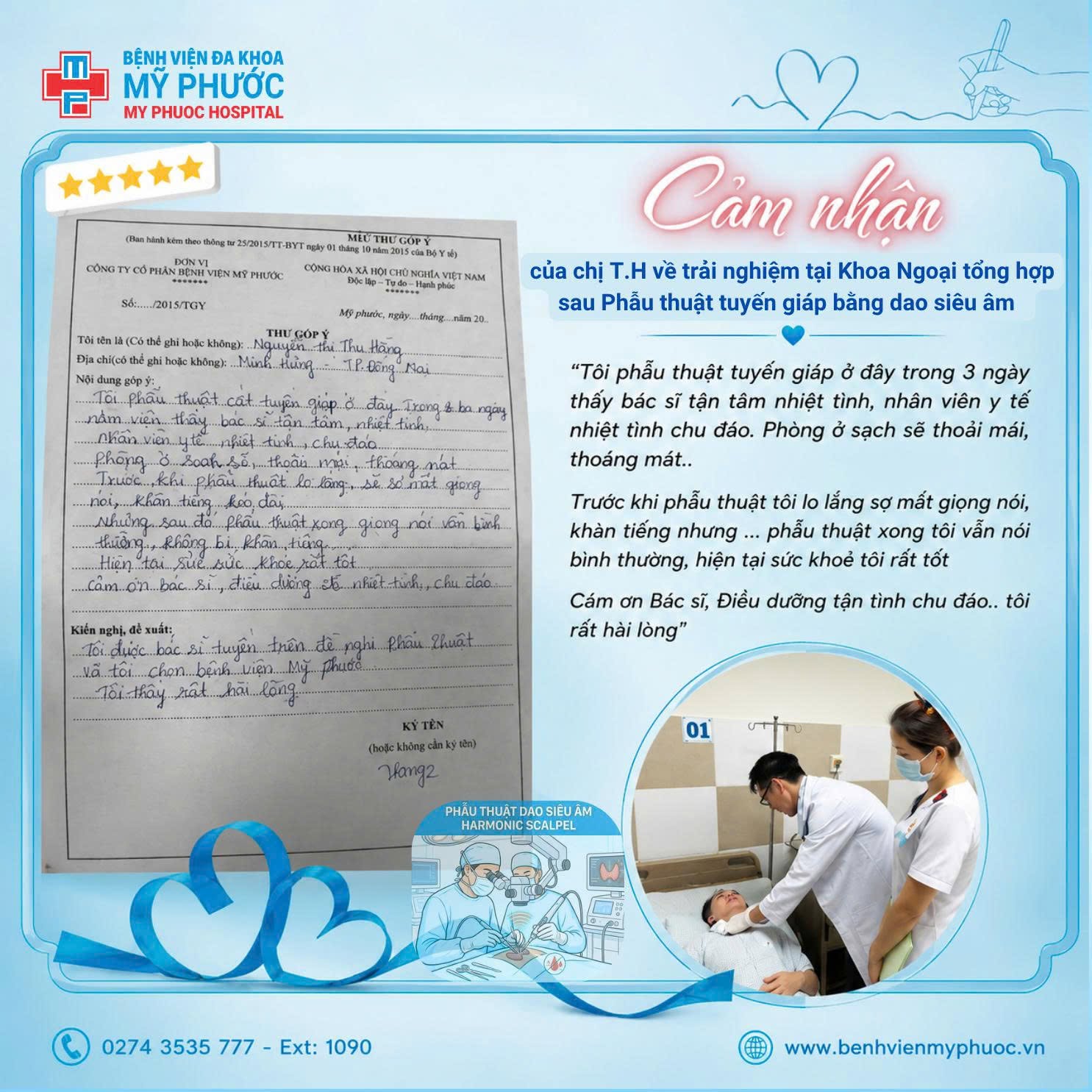 Thư cảm ơn tập thể và nhân viên Khoa Ngoại Tổng hợp - MPH